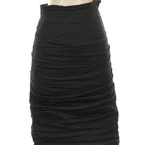 Nicole Miller Artelier Cotton Black Ruched Tuck Pencil Skirt Size 0